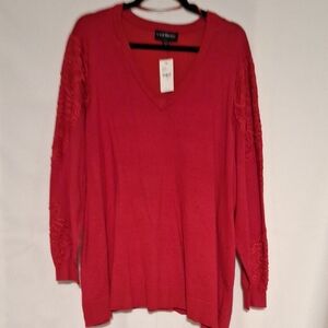 Lane Bryant V-Neck Sweater in Rich Red